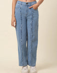 Women Blue Medium Shade Stretchable Cotton Jeans