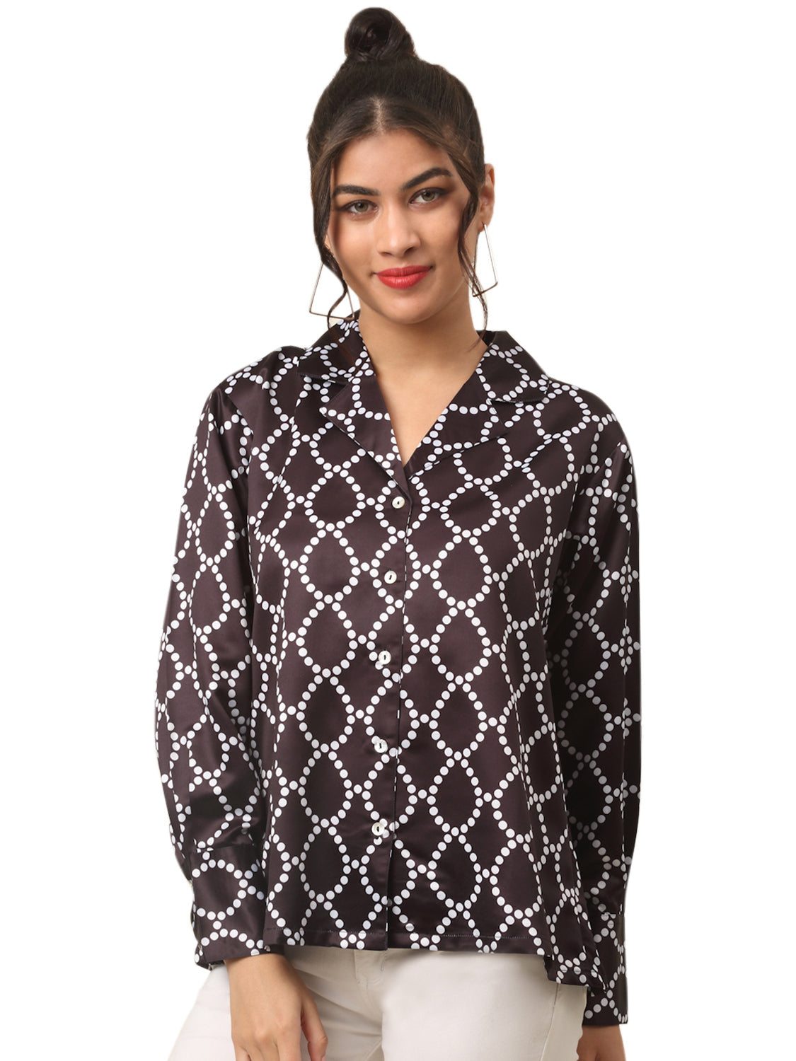 Black Geometric Printed Casual Shirt