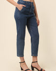 Women Stylish Blue High-Rise Regular Fit Cropped Stretchable Jeans