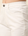 Women White Regular Fit, Mid-Rise Stretchable Cotton Jeans