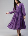 Purple Animal Midi Dress