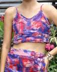 Printed Shoulder Strap Neck Top With Skirt Co-Ord Set multi