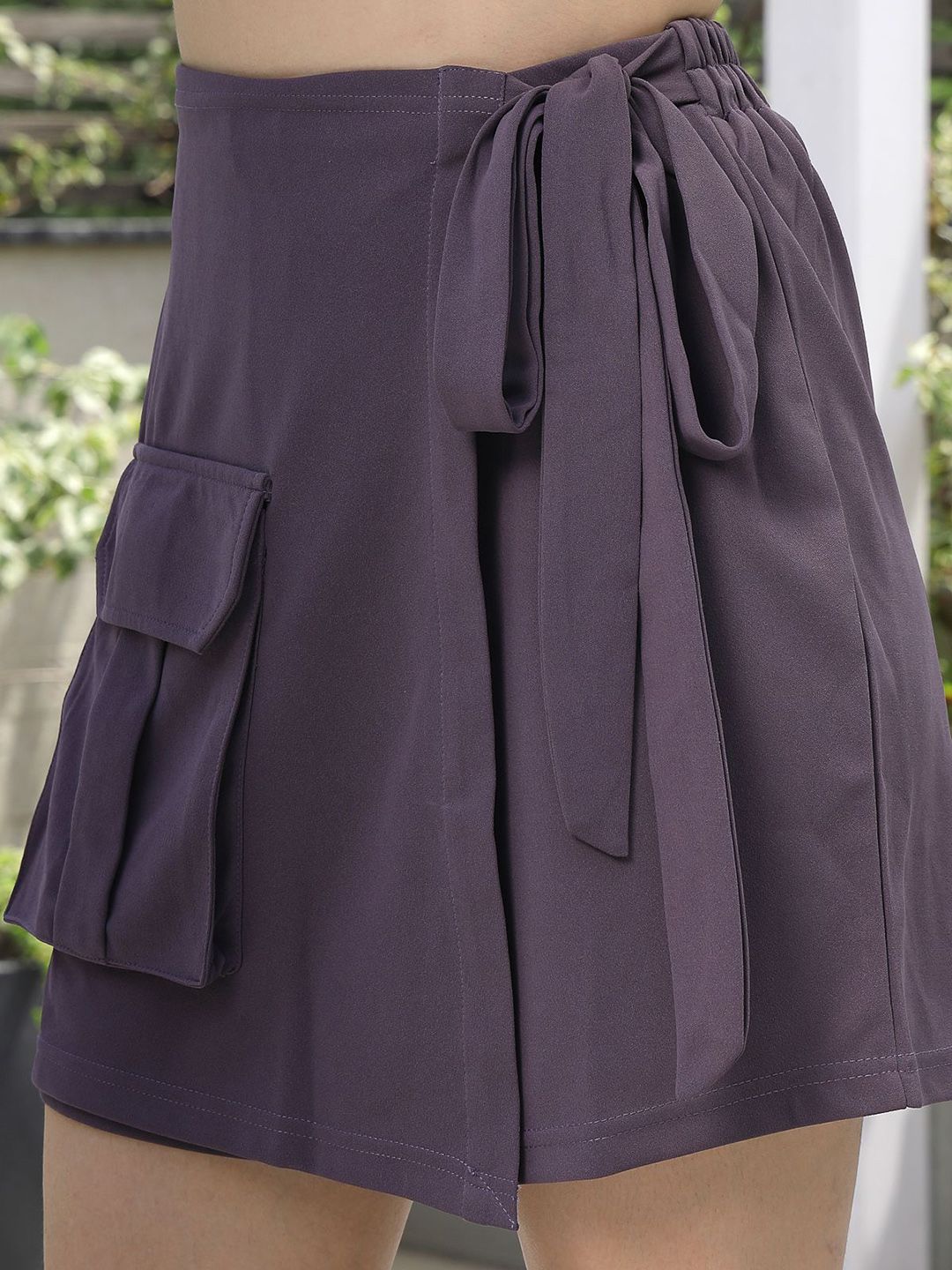 Solid Straight Mini Skorts coffee-brown