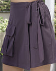 Solid Straight Mini Skorts coffee-brown