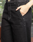 Round Neck Cotton Shirt With Trousers Co-Ords black