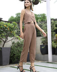 V-Neck Coat With Trousers Co-Ords brown