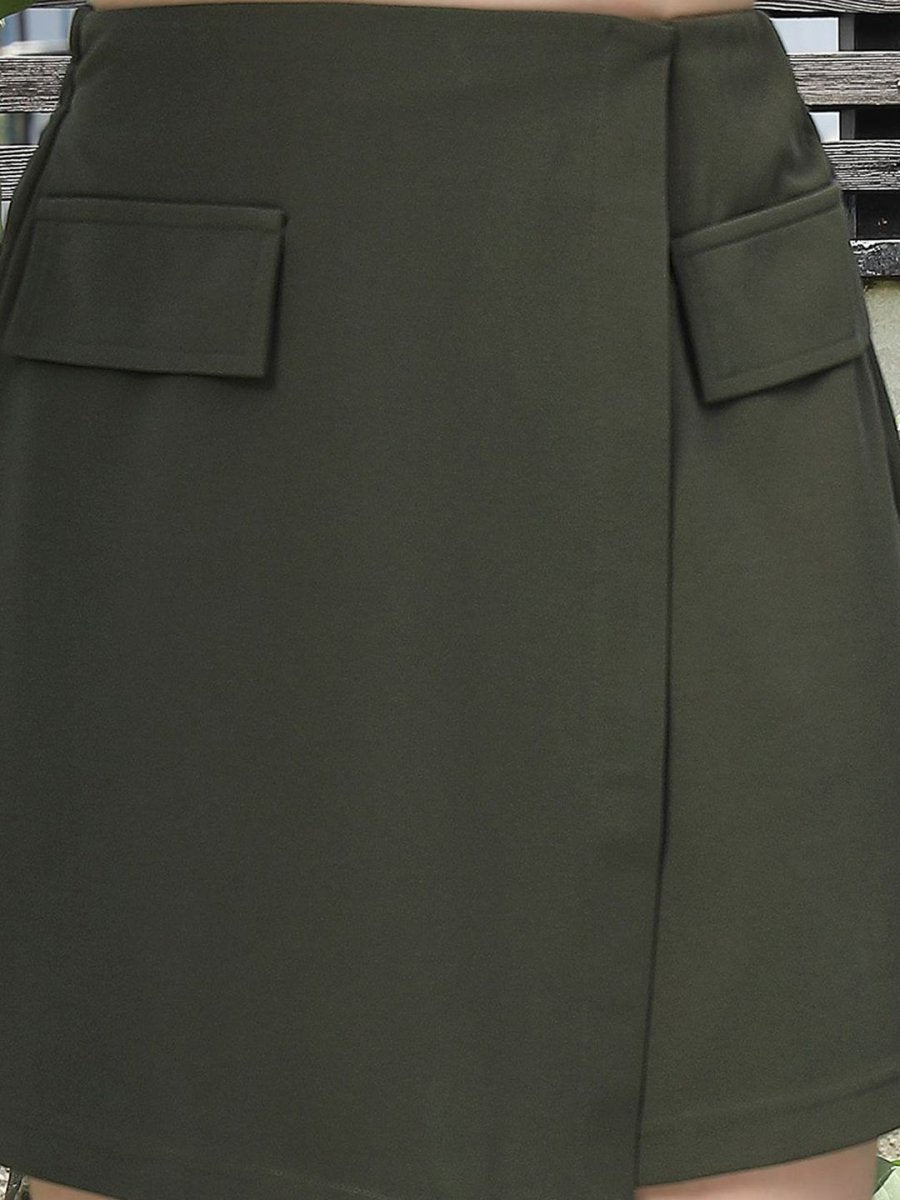 Solid Straight Mini Skorts olive