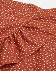 CINK Women Red  White Polka Dot Print Asymmetric Hem A-line Midi Skirt