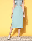 CINK Gorgeous Green Solid Roman Column Skirt