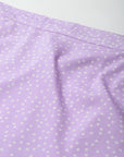CINK Women Lavender  White Polka Dots Print Wrap Midi Skirt With Ruffles Detail