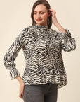 Animal Printed Bell Sleeve Top