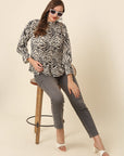 Animal Printed Bell Sleeve Top