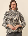 Animal Printed Bell Sleeve Top