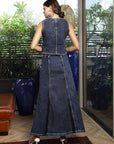 V-Neck Coat With Skirt Co-Ords blue