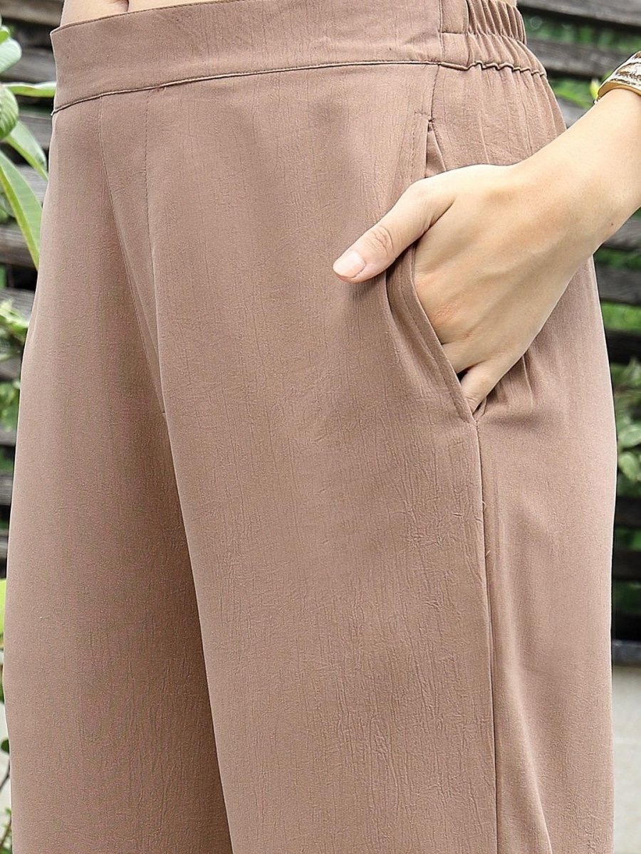 V-Neck Coat With Trousers Co-Ords brown