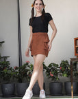 Solid A-Line Mini Skirt brown