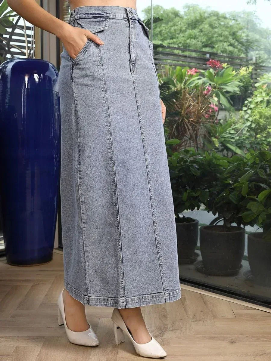 A-Line Maxi Skirt light-blue - CINK