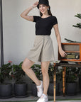 Solid Front-Flat Mini Skorts beige