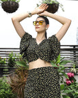 Printed V-Neck Top With Trousers Co-Ord Sets black