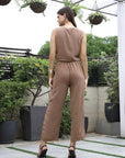 V-Neck Coat With Trousers Co-Ords brown
