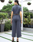 Shirt Collar Short-Sleeve Co-Ord Set blue