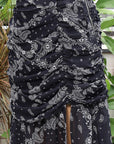 Printed Shoulder Strap Neck Top With Skirt Co-Ord Set black