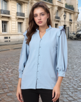 Blue Solid  Regular Cotton top