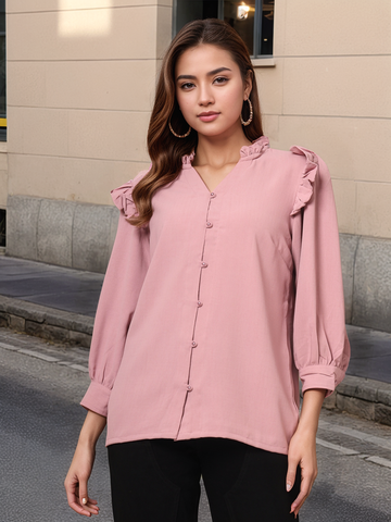 Pink Solid  Regular Cotton top