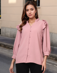 Pink Solid  Regular Cotton top