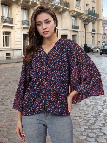 Blue Floral Printed Top