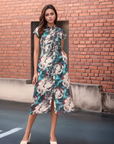 Women Printed Cotton A-Line Midi Dress