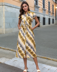 Women Tie and Dye Printed A-Line Midi Dress