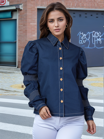 Navy blue solid Casual shirt