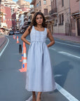 Light Blue solid maxi dress