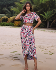 Pink Printed top with Skirt Co-Ords set