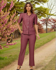 Rust Solid Shirt With Trouser Co-Ords Set