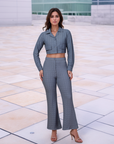 Blue Solid Top With Trouser Co-Ords Set