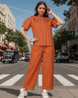 Round Neck Top With Trousers Co-Ords Set