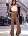 Brown Solid Regular Fit Trousers