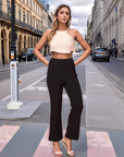 Black Solid Regular Fit Flat-front Trouser