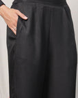 Shirt Collar Embroidered Cotton Shirt With Trousers Co-Ords Set black