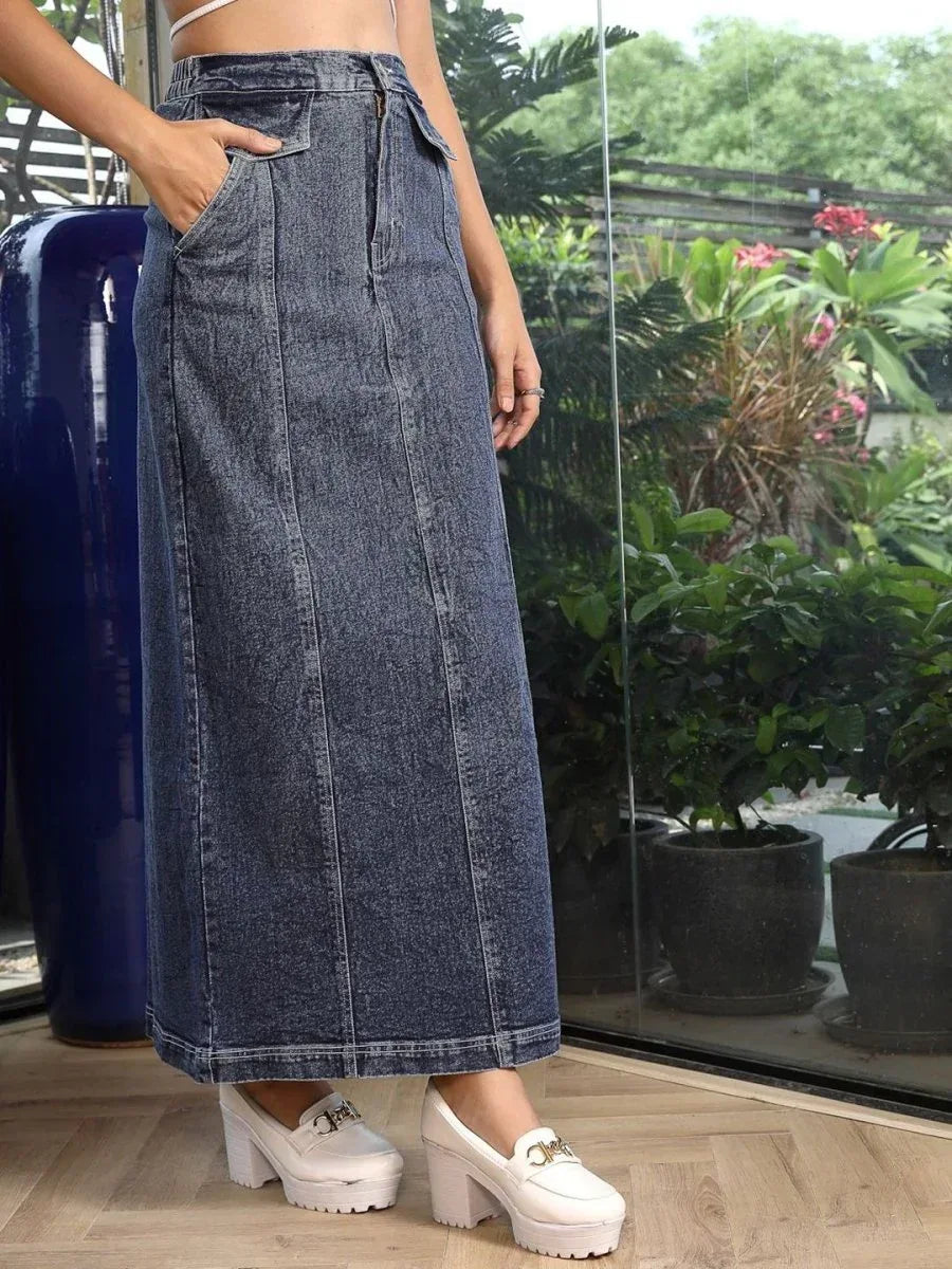 A-Line Maxi Skirt blue - CINK