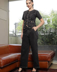 Round Neck Cotton Shirt With Trousers Co-Ords charcoal