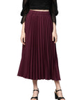 CINK Burgundy Accordion Pleated A-Line Skirt