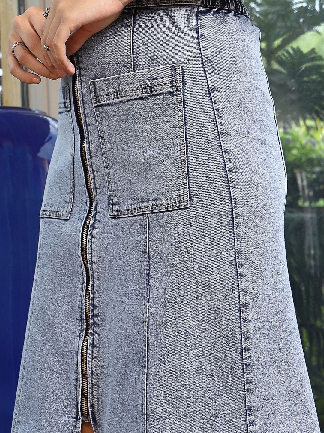A-Line Mid Rise Maxi Skirts light-blue