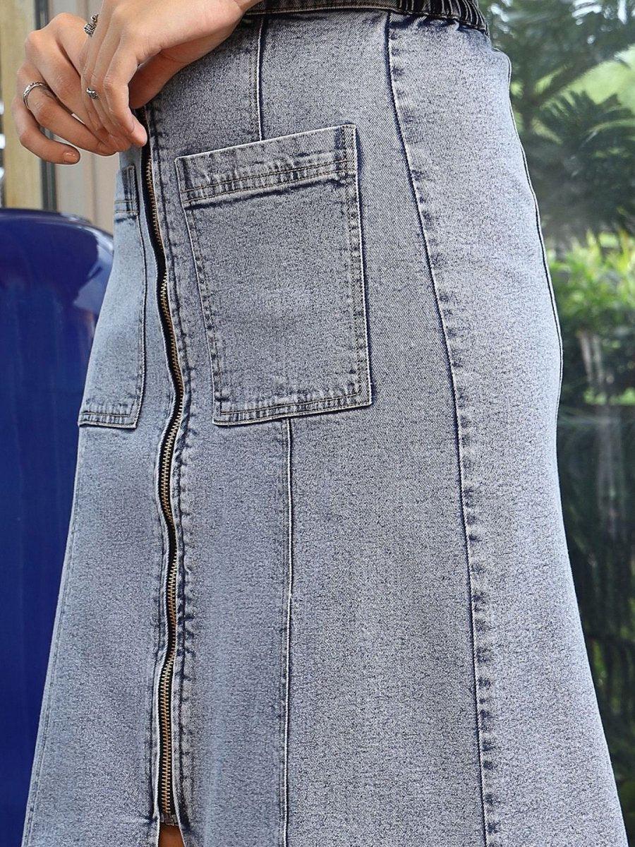 A-Line Mid Rise Maxi Skirts light-blue - CINK