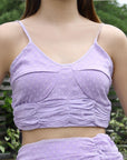 Printed Shoulder Strap Neck Top With Skirt Co-Ord Set purple