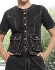 Round Neck Cotton Shirt With Trousers Co-Ords charcoal