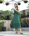 Printed Fit & Flare Midi Dress green