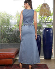 V Neck Cotton Top With Skirt Co-Ords light-blue